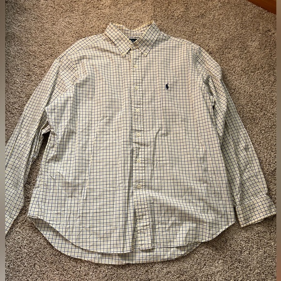 Ralph Lauren yellow and Blue Casual Button Down Shirt mens XL - Picture 1 of 8